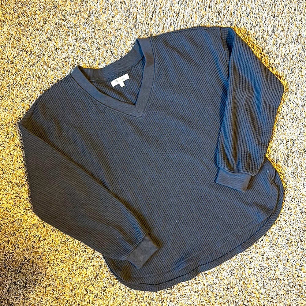Madewell Waffle Knit Boxy Sweatshirt Tee